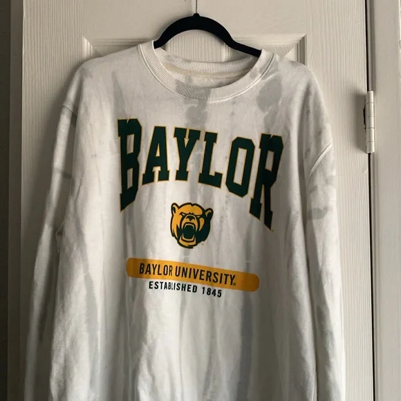 Baylor University crew sweatshirt white and gray shadow print size L - Picture 2 of 4